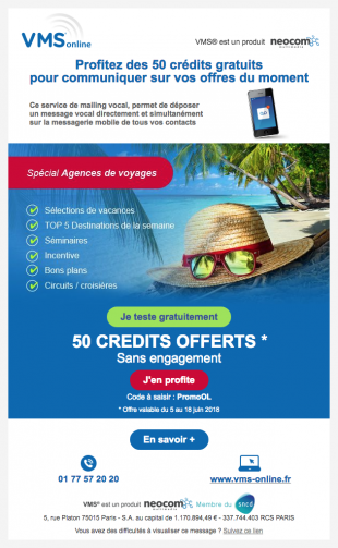 Visuel d'un e-mailing pour un service de télécommunication