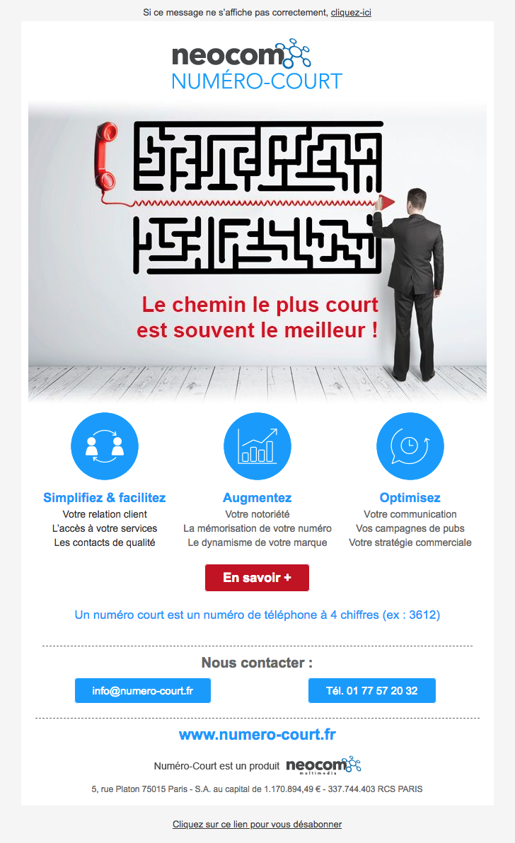 Visuel d'un e-mailing pour un service de télécommunication